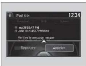 iPod 12:34 mai28/03:47 PM ET John 0123456789所有者 Verifiez le message lorsque Repondre Appeler