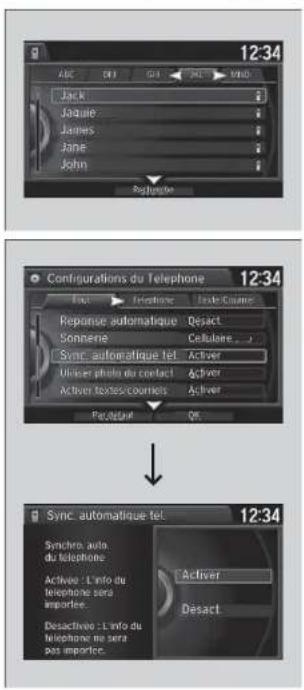 Honda Odyssey (2014) - Importation automatique de l'annuaire du téléphone cellulaire et de l'historique des appels - 1