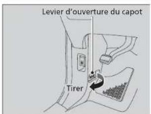 Levier d'ouverture du capot Tirer