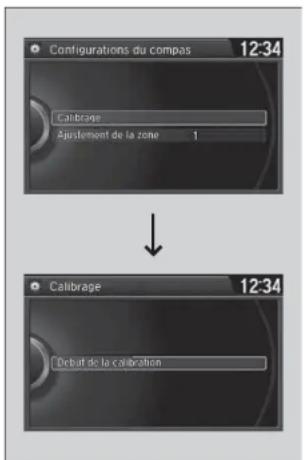 Configurations du compas 12:34 Calibrage Erflement de la zone 1 Calibrage 12:34 Debut de la calibration