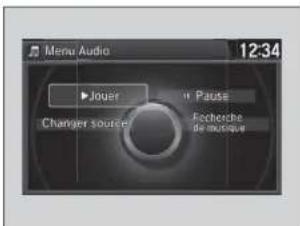 Menu Audio 12:34 Jouer Pausé Fachette de musique Changer source