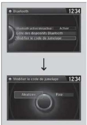 Bluetooth 12:34 Bluetooth active desactive Activer Liste des dispositifs Bluetooth Modifier le code de jumelage Modifier le code de jumelage 12:34 Alestagne Fixe