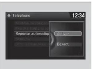 Telephone 12:34 Modérés se répubéré Transché automatique Reponse automatique Activer Desact.