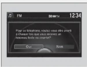 Pour ce téléphone, voulez-vous être averti a chaque fois que vous recevez un nouveau texte ou courant? Oui Non