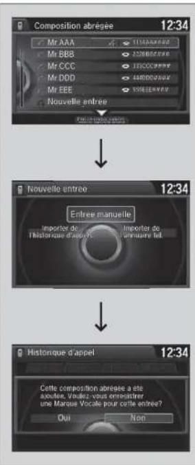 Composition abgée 12:34 Mr AAA 117000000 Mr BBB 250000000 Mr CCC 155000000 Mr DDD 440000000 Mr EEE 105000000 Nouvelle entree Entree manuelle 12:34 Nouvelle entree Entree manuelle Importer de l'histoire d'accite Importer de la miniature kit. 12:34 Histonque d'appel Cette composition abgée a été acoute, Voudez-vous ontregistrer une Marus Vocale pour cette entree? Oui Non