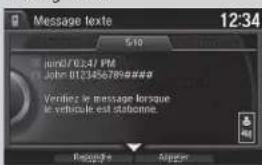 Message texte 12:34 5:10 lundi/03:47 PM John 013456789### Verdirez le message lorsque le repubule est stoponne. Reçue de Agree