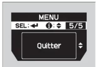 MENU SEL:← i: ◆ 5/5 Quitter