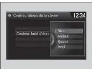 Configurations du système 12:34 Couleur fond d'écré Bleu Ambre Rouge Vert