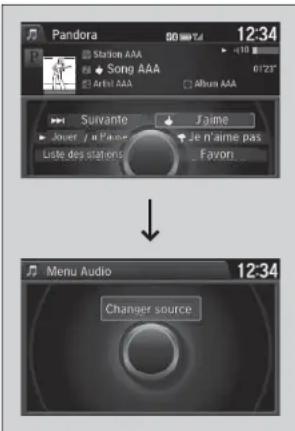 Pandora 12:34 Station AAA Song AAA Album AAA Survante Jaime Jouer / n Paue Je n'aime pas Liste des stations Favon Menu Audio 12:34 Changer source