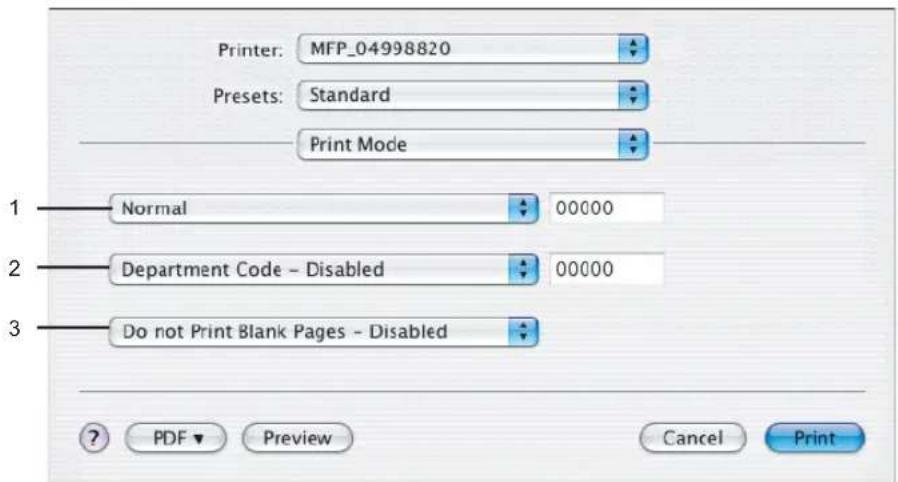 Printer: MFP_04998820 Presets: Standard Print Mode 1 Normal 00000 2 Department Code - Disabled 00000 3 Do not Print Blank Pages - Disabled ? PDF Preview Cancel Print