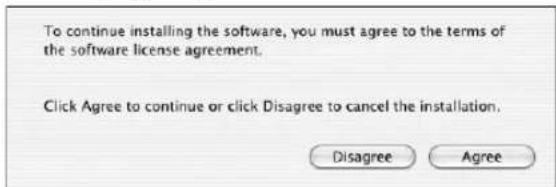 To continue installing the software, you must agree to the terms of the software license agreement. Click Agree to continue or click Disagree to cancel the installation. Disagree Agree