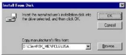 Install From Disk Insert the manufacturer's installation disk into the drive selected, and then click OK. OK Cancel Copy manufacturer's files from: D:\Client\ASX_MEVPCLG\USA Browse...