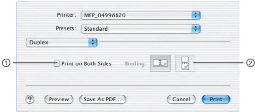 Printer: MFP_04998820 Presets: Standard Duplex Print on Both Sides Binding: Preview Save As PDF... Cancel Print