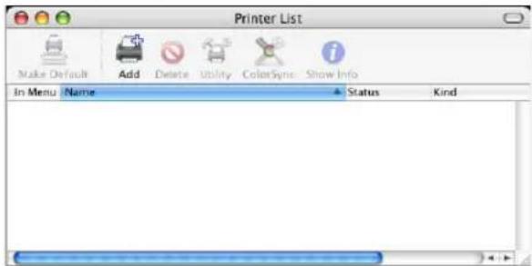 Printer List Make Default Add Delete Utility ColorSync Show Info In Menu Name Status Kind