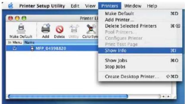Printer Setup Utility Edit View Printers Window Help Make Default 3D Add Printer... Delete Selected Printers 3C Pool Printers... Configure Printer Print Test Page Show Info 3C1 Show Jobs 3C0 Stop Jobs Create Desktop Printer... 3C0