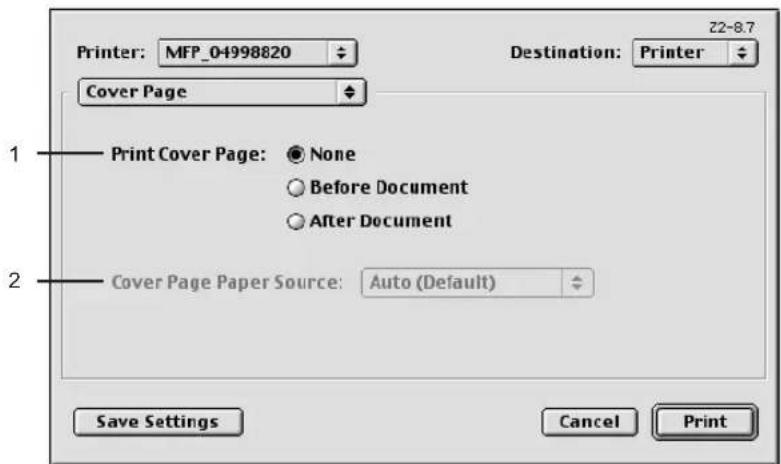 Printer: MFP_04998820 Z2-8.7 Destination: Printer Cover Page 1 Print Cover Page: None Before Document After Document 2 Cover Page Paper Source: Auto (Default) Save Settings Cancel Print