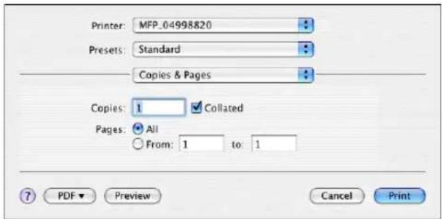 Printer: MFP_04998820 Presets: Standard Copies & Pages Copies: 1 Collated Pages: All From: 1 to: 1 ? PDF Preview Cancel Print