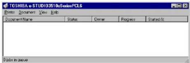 TOSHIBA e-STUDIO 03510eServicePCLS Print Document View Help Document Name Status Owner Progress Started At 0 jobs in queue