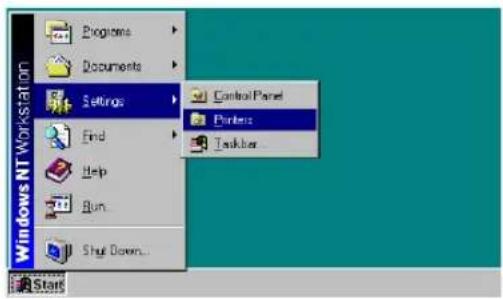 Windows NT Workstation Settings Find Help Run Shut Down... Control Panel Porters Taskbar Start