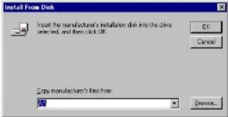 Install From Disk Insert the manufacturer's installation disk into the drive selected, and then click OK. OK Cancel Copy manufacture's files from: Browse...