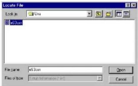 Locate File Lock in Use eS3.com File name: eS3.com Files of type: Setup Information (*.info) Open Cancel