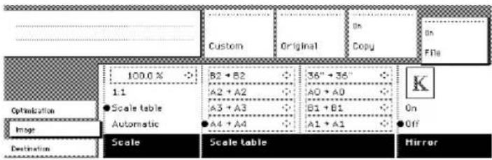 Custom Original On Copy On File Optimization 100.0 % B2 + B2 36" + 36" 1:1 A2 + A2 AO + AO ●Scale table A3 + A3 B1 + B1 On Image Automatic ●A4 + A4 A1 + A1 ●Off Destination Scale Scale table Mirror