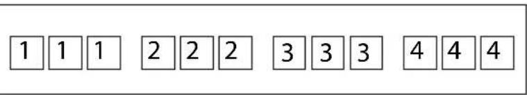 1 1 1 2 2 2 3 3 3 4 4 4
