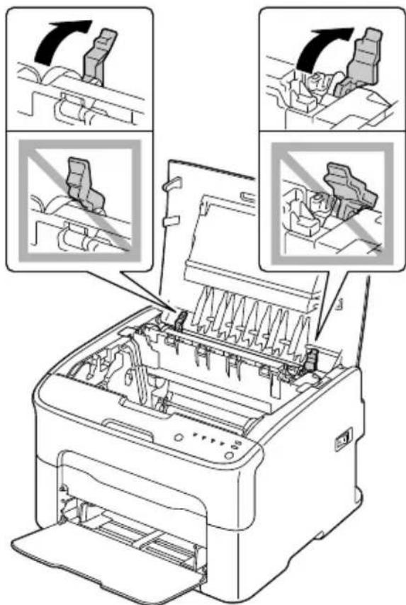 Diagram illustrating printer operation steps with labeled diagrams showing press, print, and disassembly operations