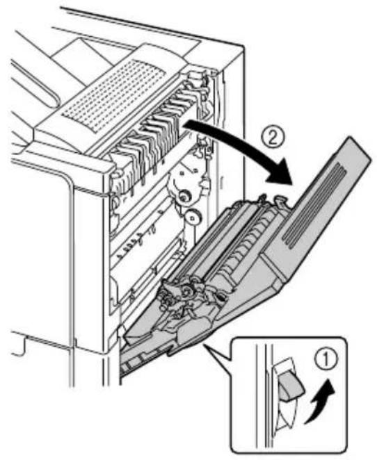 Technical diagram showing a device's internal structure with labeled parts and directional arrows indicating assembly or movement.