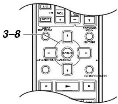 3-8 TV VOL INPUT GUIDE TOP MENU PREVIOUS MENU MUTING ENTER PLAYLISTCAT/PLAYLISTCAT SETUPRETURN