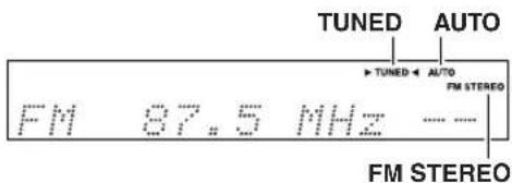 TUNED AUTO ▶ TUNED ← AUTO FM STEREO FM 87.5 MHz ------------------ FM STEREO