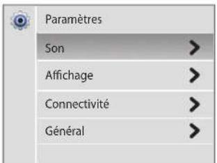 Paramètres Son > Affichage > Connectivité > Général >