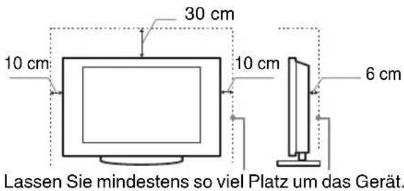 30 cm 10 cm 10 cm 6 cm Lassen Sie mindestens so viel Platz um das Gerät.