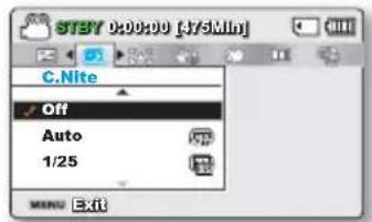 STEP 0:00:00 [7/9Min] C.Nite Off Auto 1/25 MENU Exit