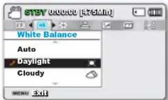 STEP 080000 [R76LM] White Balance Auto Daylight Cloudy MENU Exit