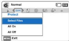 Normal Protect Select Files All On All Off MENU Exit