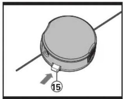 3D diagram of a mechanical component with a numbered label (15) and directional arrow, no readable text or symbols present.
