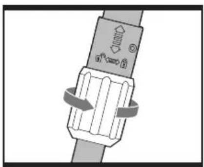 Mechanical component diagram showing a lever mechanism with arrows indicating rotational motion (no text or symbols)