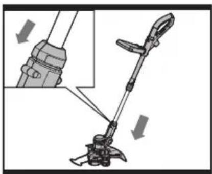 Mechanical device diagram showing a lever mechanism with an inset view of the lever attachment (no text or symbols present)