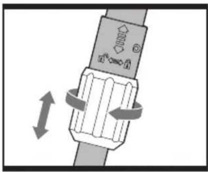 Diagram of a mechanical connector with directional arrows indicating movement (no text or symbols)