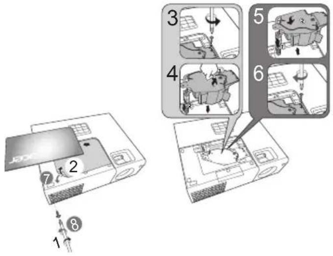 ACER X1273N - Remplacement de la lampe - 2