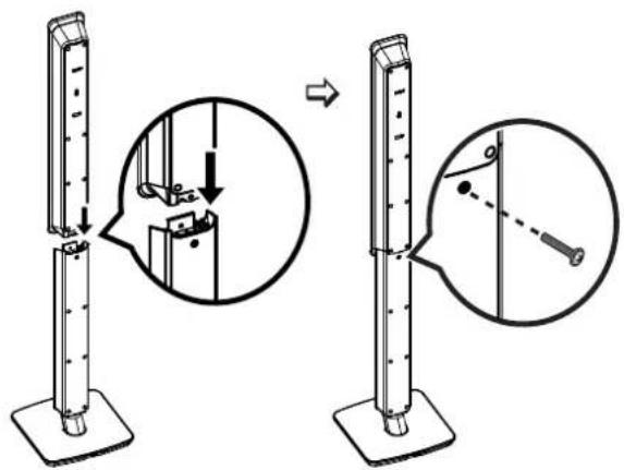 Technical diagram showing two mechanical measurement setups with magnified views of a component and detail, including a close-up view of the component.