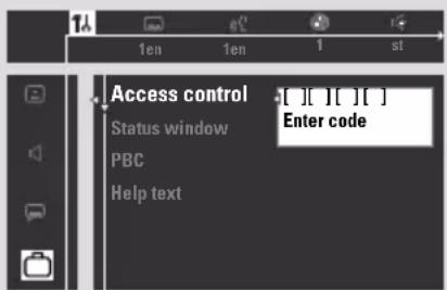 Access control Status window PBC Help text Enter code