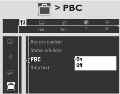 > PBC TA 1en 1en 1 st Access control Status window PBC On Help text Off
