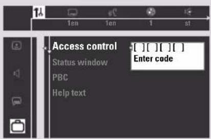 Access control Status window PBC Help text [ ][ ][ ][ ] Enter code