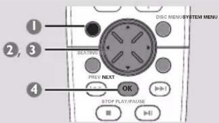 1 2, 3 SEATING PREV NEXT OK STOP PLAY/PAUSE DISC MENU SYSTEM MENU