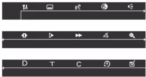 Screenshot of a software interface toolbar with icons for video, audio, display, and menu options