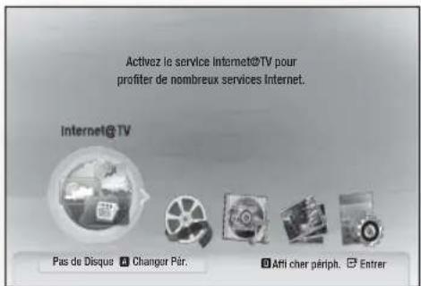 Activez le service Internet@TV pour profiter de nombreux services Internet. Internet@TV Pas de Disque Changor Pér. Afri cher périph. Entrer