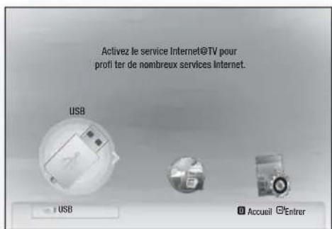 Activez le service Internet@TV pour profil ter de nombreux services Internet. USB USB Accueil Entrer