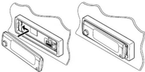 JVC KD-SH9104 - Führen Sie die linke Seite des Bedienfelds in die Aussparung an der Halterung des Bedienfelds ein. - 1